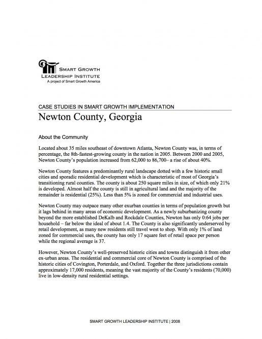 Case Studies in Smart Growth Implementation: Newton County, Georgia