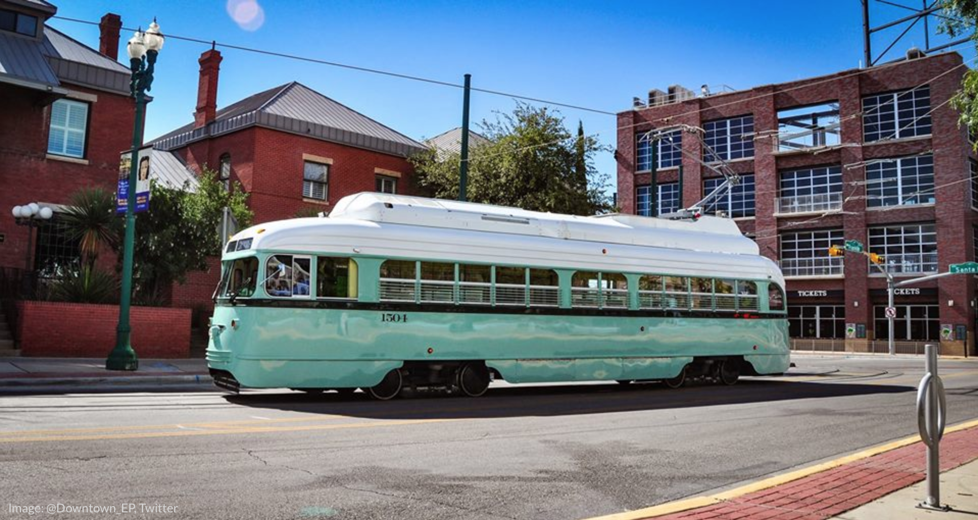 a picture of the restored art deco El Paso streetcars